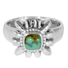 Tibetan Turquoise Gemstone with 925 Sterling Designer Stetment Ring for Gift